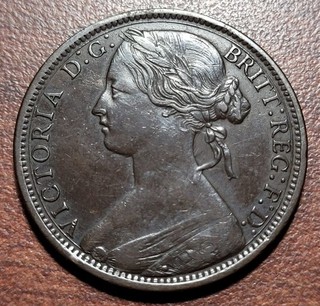 UK Great Britain 1872 Penny EF XF Original Toning Victoria Young Head 1d