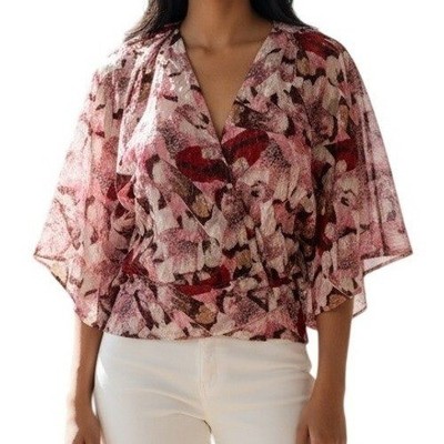 IRO Paris Pink Silk Cotton Blend Bernie Floral Wrap Blouse EUC 36/4