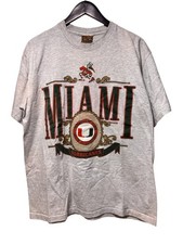 Vintage 90s Miami Hurricanes T Shirt Size L Nutmeg UM Single Stitch Made In USA
