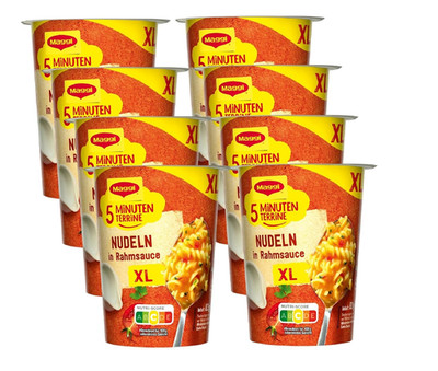 MAGGI 5 Minuten Terrine XL Nudeln in Rahmsauce, Leckeres Fertiggericht, Instant 