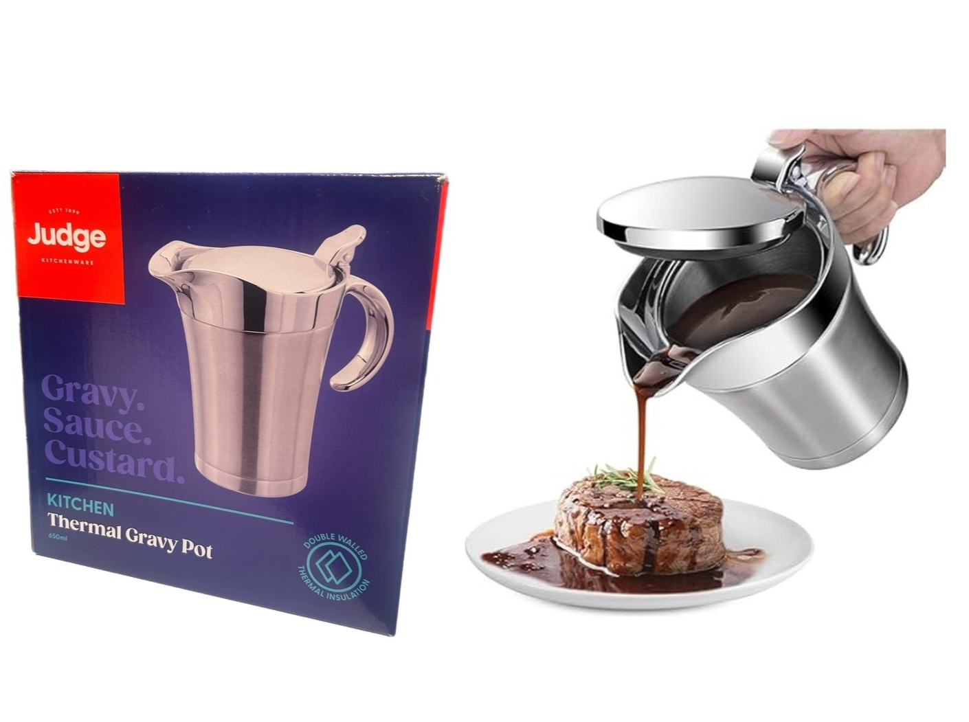 Judge 650ml Insulated Gravy Jug Thermal Double Walled Sauce Pot