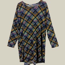 Sweet Lovely By Jen Plaid Knee Length Dress Pockets Womens 1XL Casual Boho