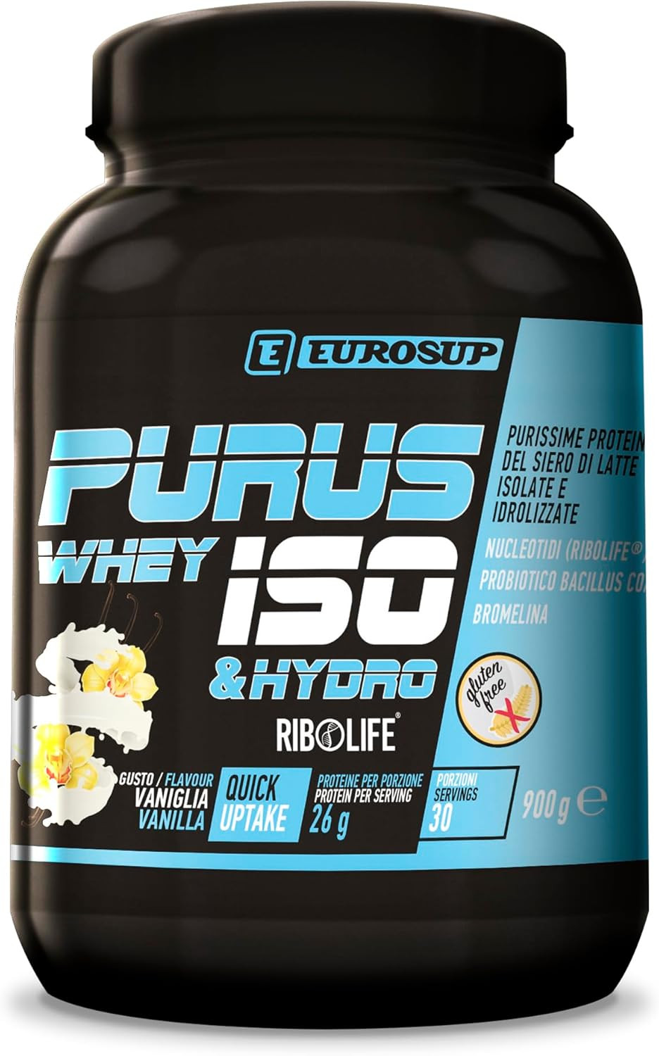 PURUS ISO - 900 G - Vaniglia - Purissime Proteine Del Siero Di Latte 100% Isolat
