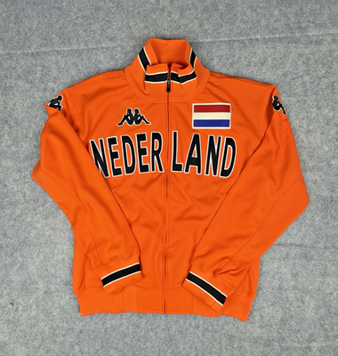 Netherlands Kappa Track Jacket Sz L Orange Futbol Soccer Vintage