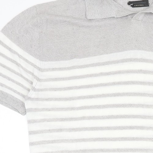 Adolfo Dominguez Men’s Grey Striped Polo Shirt Size M Cotton - Picture 7 of 12