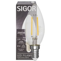Led-Filament-Lampe Kerze Klar E14 Dimmbar C35 Sigor 6132501