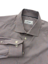 Eton Brighton Shirt Men s L 42,16.5 Multicolor Check Luxury Cotton Button EUC