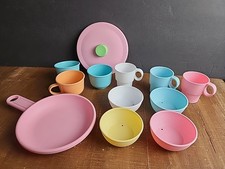 Lot of 11 Pastel Cookware Set Plastic Dishes for Play Kitchens Kidkraft Small
