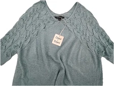 Davi & Dani Sweater Turquoise Blue Crochet Short Sleeve Sweater Top Women’s 3XL