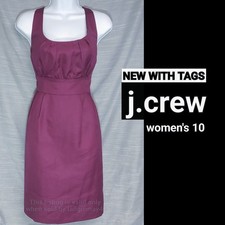 J.Crew Purple Sydney Cotton Cady Minimalist Cocktail Dress Pockets Womens 10 NWT
