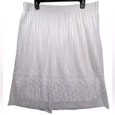 Vintage Y2K White Midi Skirt Mesh Lace Knee Length Metro Wear Fairy Feminine 1X