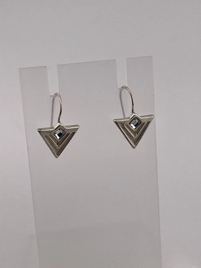 PENDIENTES SILPADA W1114 PLATA ESTERLINA 925 TRIÁNGULOS FLECHA CRISTAL SUROESTE 943 Foto 2 de 4