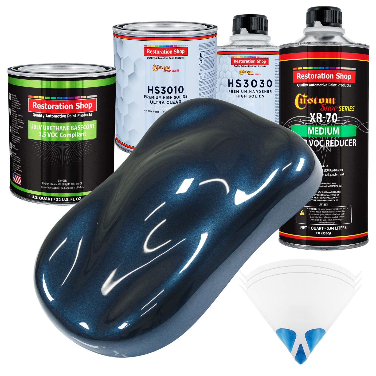 Moonlight Drive Blue Metallic Premium Quart Kit Low VOC Urethane Basecoat Auto Paint