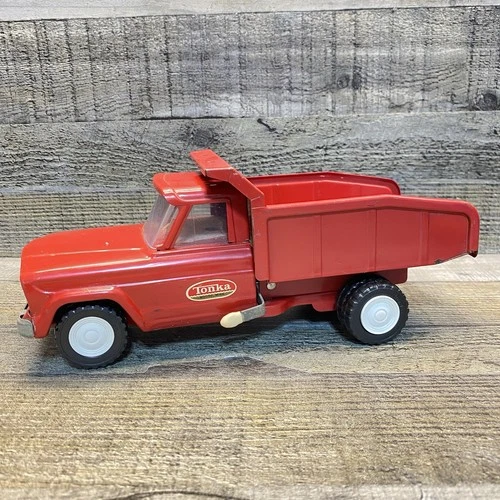 1960s Vintage Tonka All Red Dump Truck Mini /Pressed Steel/Made In USA/ 9” Lever