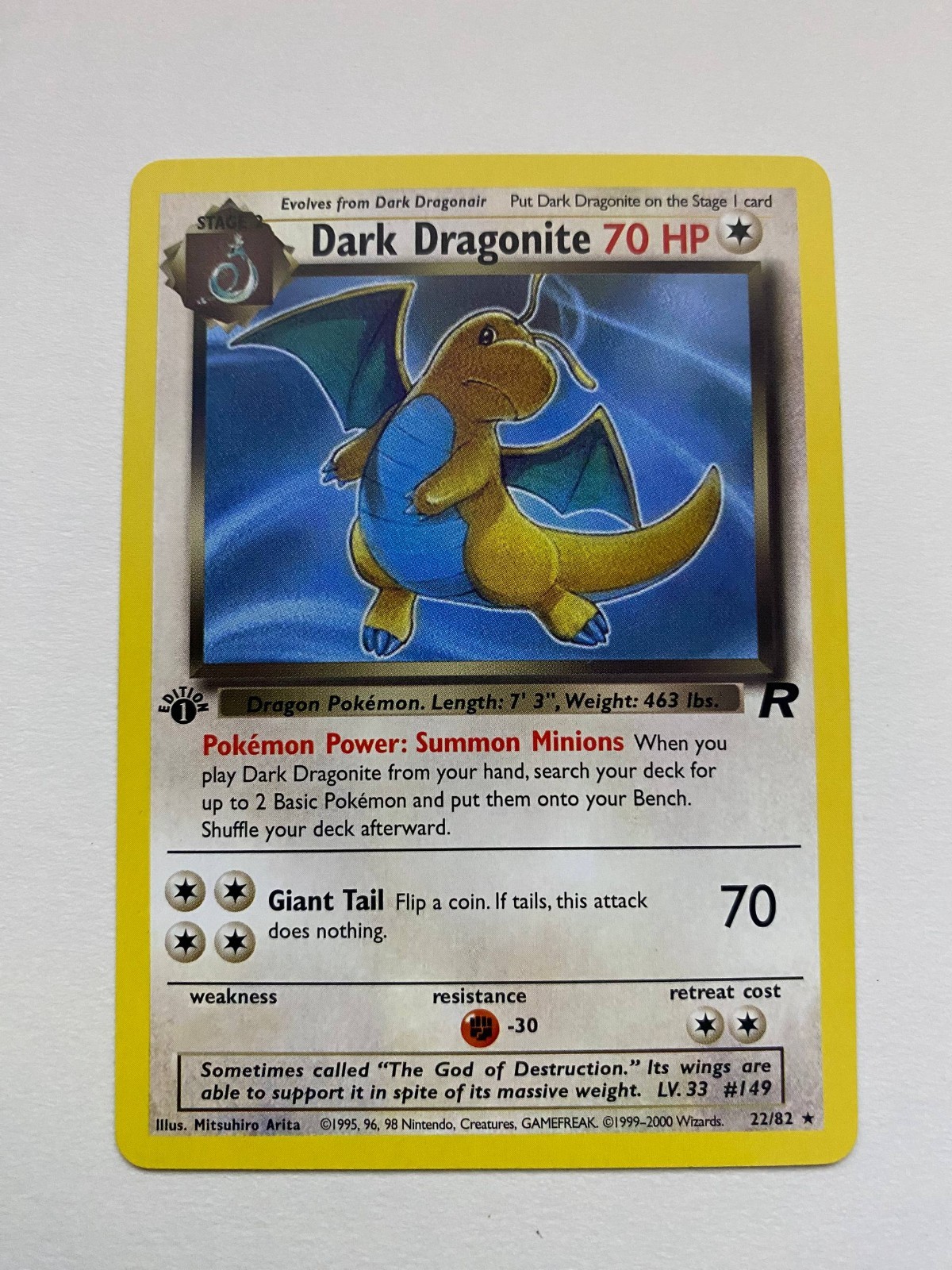 DARK DRAGONITE 22/82 1st Edition Rare Team Rocket Pokemon Card Near Mint