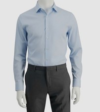  66 Bar III Men's Slim-Fit Stretch Blue Coral Print Dress Shirt Size XL 17-17.5