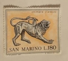 STAMP SAN MARINO-CHIMERA D AREZZO-180 LIRE-1971