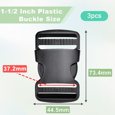 3Pcs 1-1/2" Plastic Buckles for Strap Replacement, Quick Side Release Buckles...