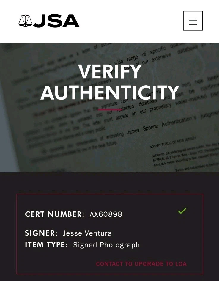 JESSE "THE BODY" VENTURA WWE SIGNED 8X10 PROMO B&W PHOTO WRESTLING AUTOGRAPH JSA - Image 2 of 4