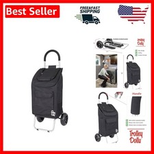 Versatile Foldable Shopping Cart with Heavy-Duty Wheels - Trolley Dolly in Black