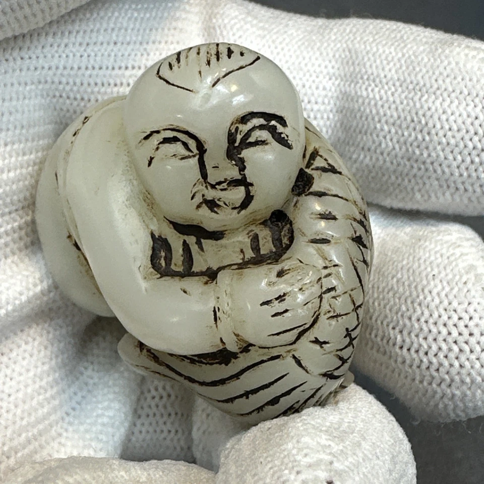 Talismã Jade Shapeshifter Grotesco Espírito Escultura Homem/Peixe *Monstro Chinês - Imagem 3 de 4