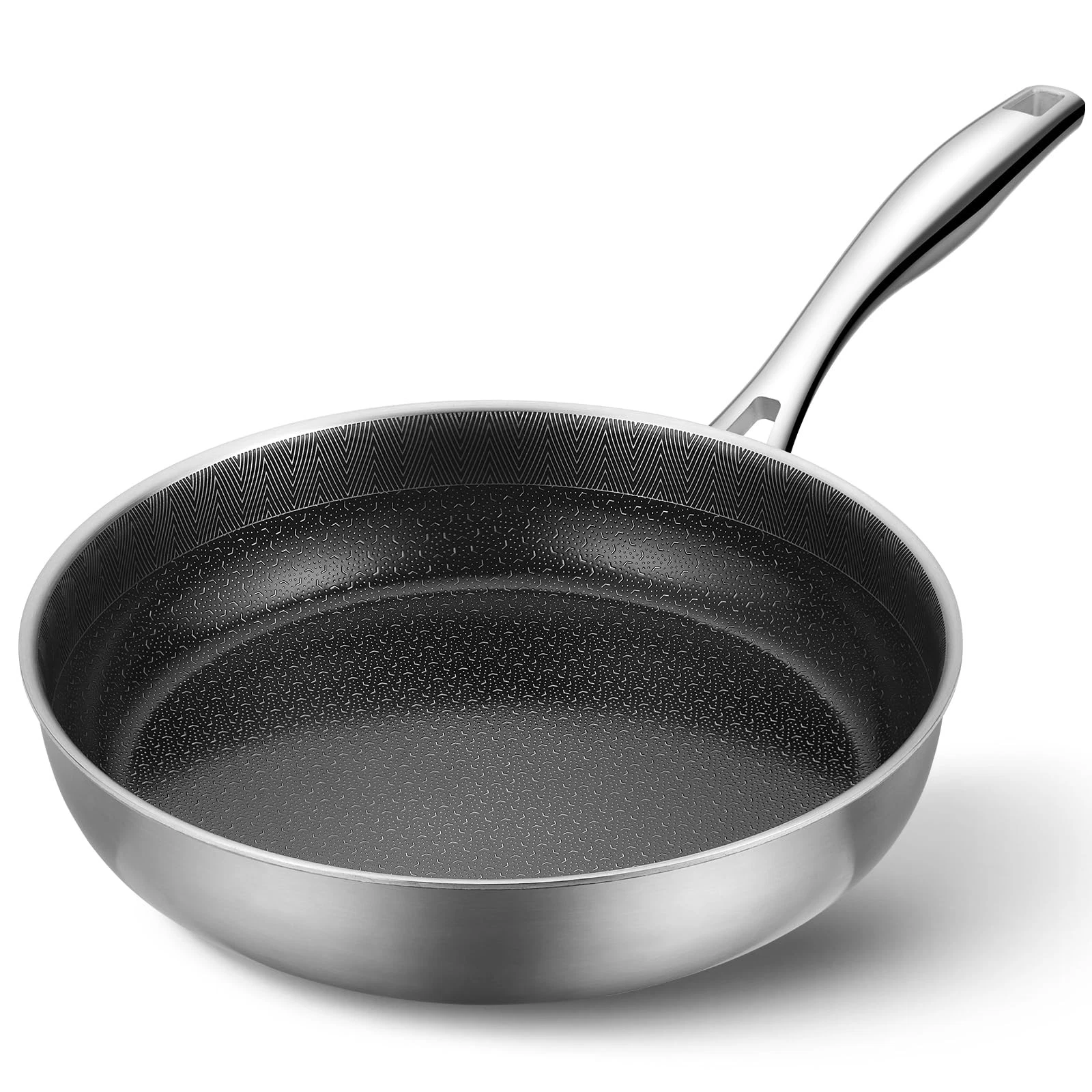 Hybrid Nonstick Frying Pan 10inch，5-Ply Stainless Steel Skillet,Ceramic Coati...