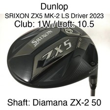Dunlop SRIXON ZX5 MK-2 LS Driver 2023 1W Driver 10.5 Diamana ZX-2 50 Stiff Right