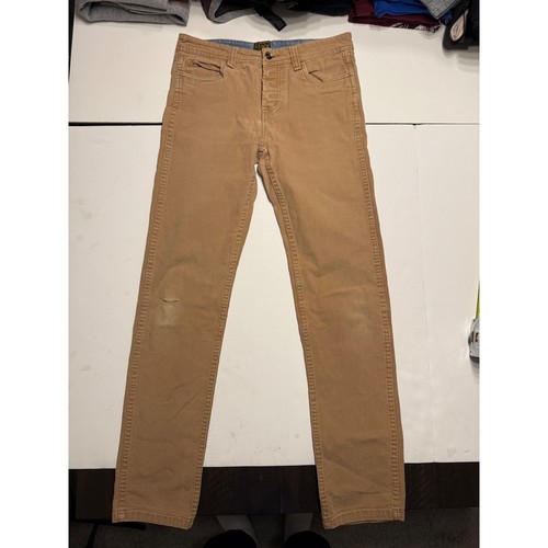 Obey Mens Slim Fit Canvas Workwear Pants Tan Brown Size 30 Distressed Skate