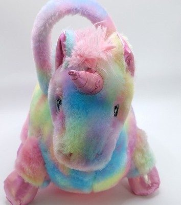 Dan Dee Unicorn Plush Easter Basket Rainbow Colorful Handle Play
