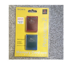 Sony PlayStation 2 8MB Memory Card Crimson Red & Island Blue MagicGate Twin Pack