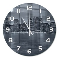 Runde Glasuhr Glas-Wanduhr Aus Glas New York Bei Nacht WeißE Zeiger Fi60 Cm