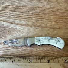 Vintage HTF National Blade Scrimshaw Little  Humpback Whale Lockback Knife Japan