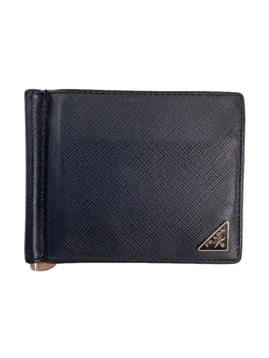 Prada Men's Navy Blue Solid Color Card Holder Case