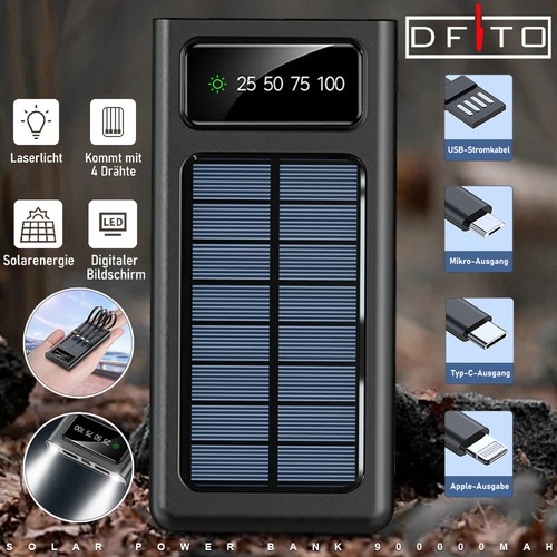 Super 900000mAh 4 USB Portable Charger Solar Power Bank Portable for Cell Phone