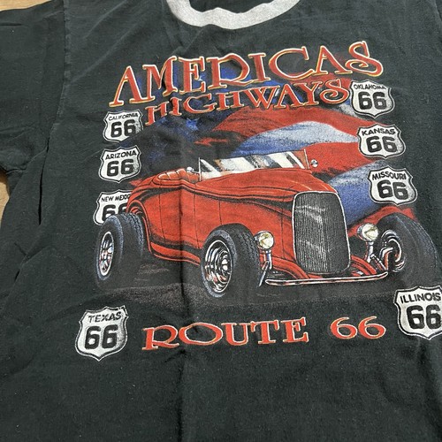 Vintage America's Highways Route 66 T-shirt Truck Driver Mens Size Large L Black - Picture 5 of 7