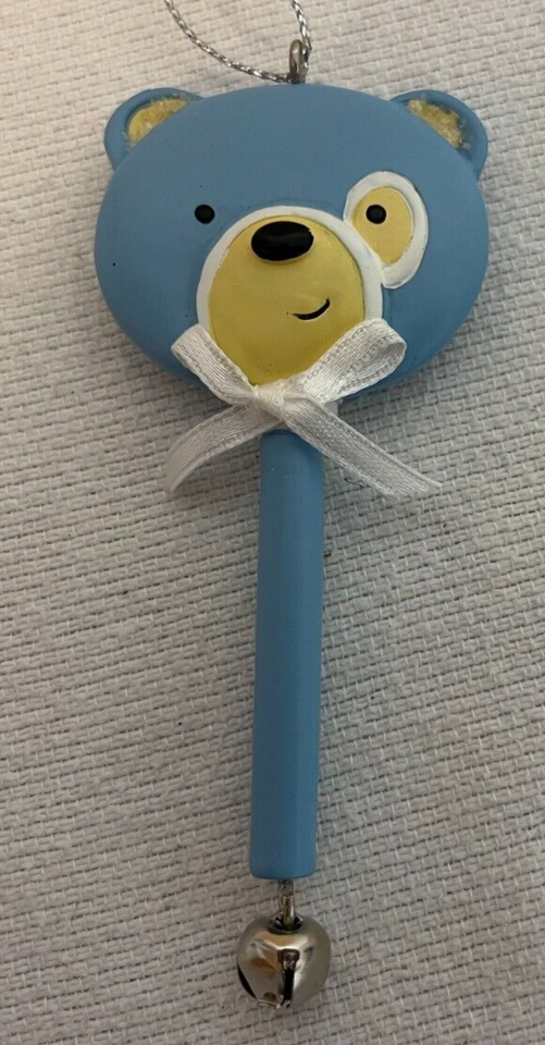 Baby Boy 1st First Christmas Blue Rattle Bear Midwest CBK New NWT 4