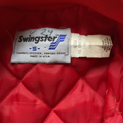 専用1 Vintage Swingster US Marines Satin Bomber Jacket Quilt Lined Mens