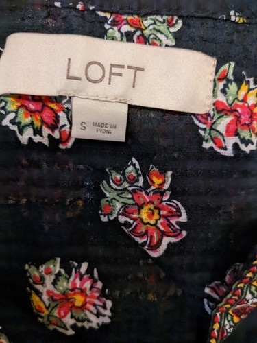 Loft Boho Tunika dunkelblau 3/4 Arm Quaste zum Binden Größe S - Bild 7 von 10