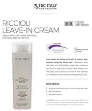 Tec Italy Riccioli Leave In Cream Curl Enhancer, Moisturiser, Definition 10.1oz