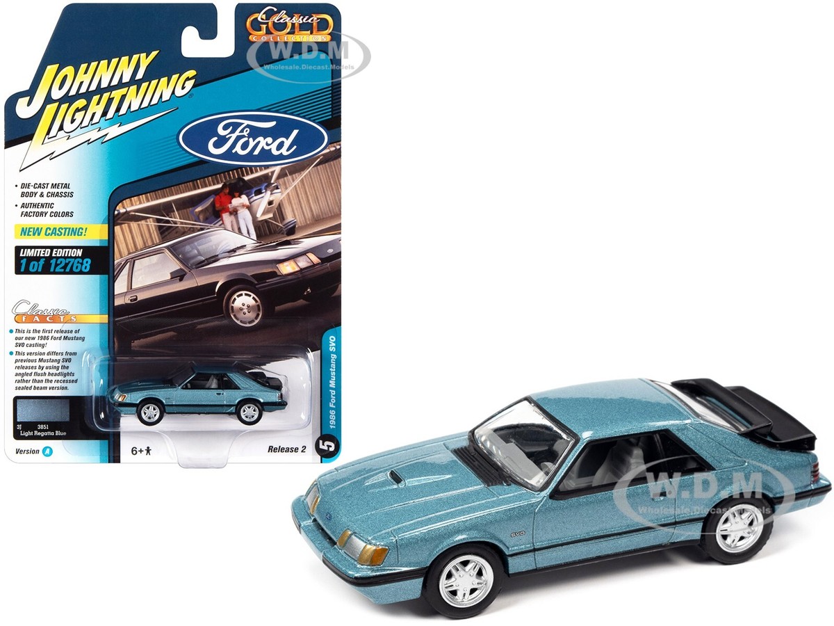 1986 FORD MUSTANG SVO BLUE 1/64 DIECAST CAR JOHNNY LIGHTNING