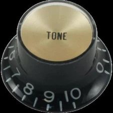 CE Top Hat Tone Control Knob, Gibson Style, Gold Cap, Black, Single