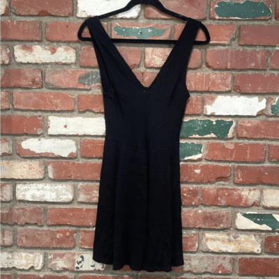 silence and noise black mini dress Silence + Noise Black Blue Sleeveless Racerback Mini Tank Bodycon Dres –  Brie main image 0