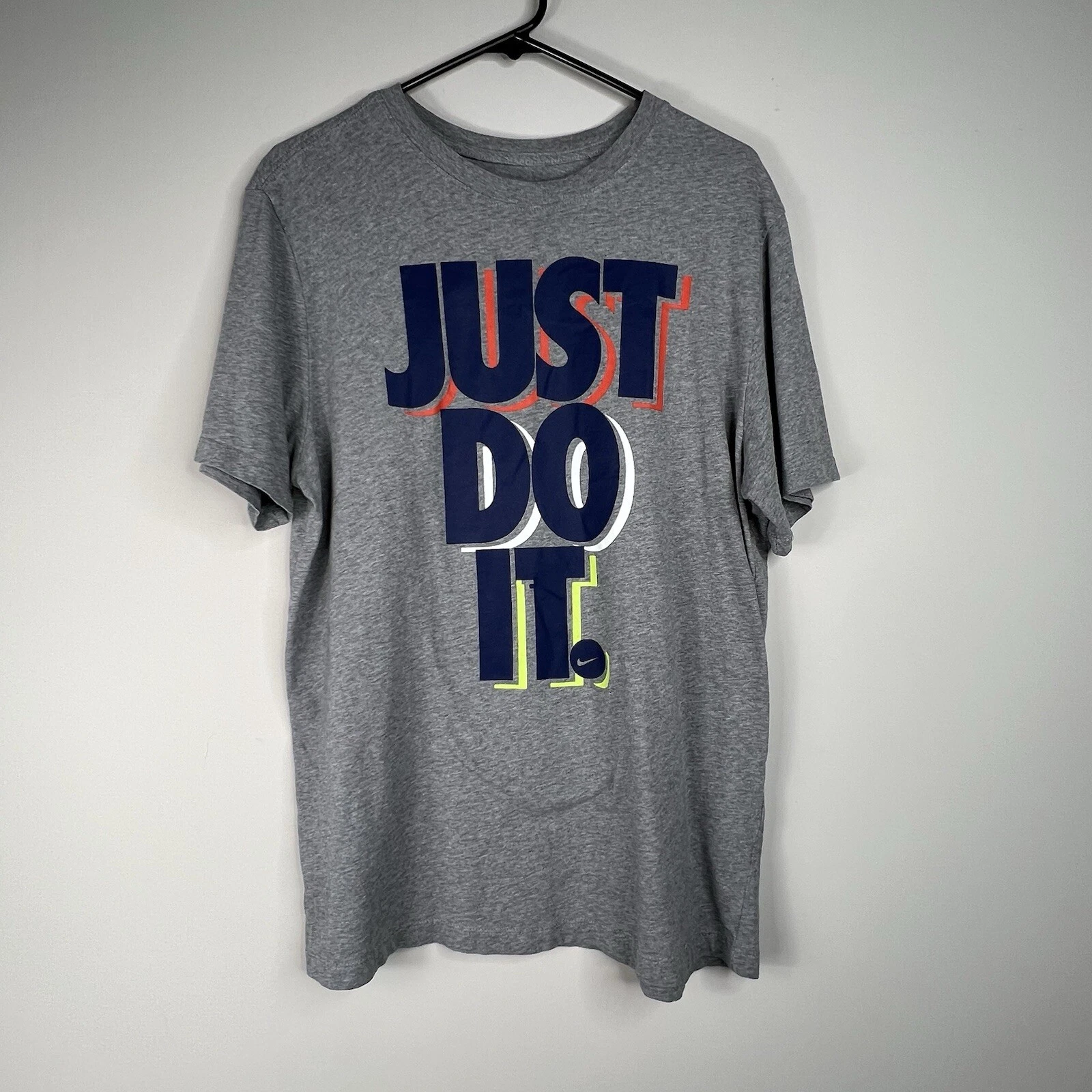 NIKE Men's "JUST DO IT" Cotton T-Shirt Heathered Gray Size L