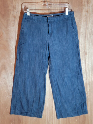 Merona Caprihose Damen Größe 2 Weites Bein Crop Flache Vorderseite Mid Rise Jeansblau