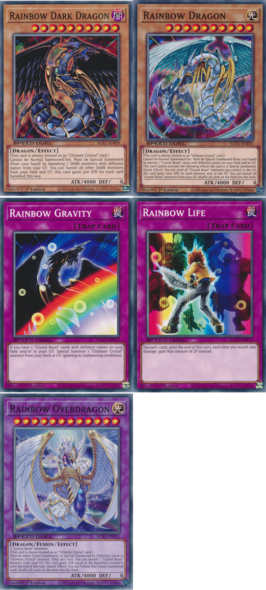 Rainbow Dark + Dragon + Rainbow Gravity + Life + Rainbow OverDragon 5 Cards  set