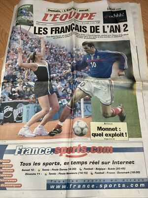 Journal L'ÉQUIPE Du 3 Juillet 2000 - édition Originale De La Finale De L'Euro 2000, état Correct