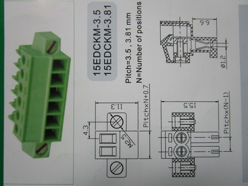 20 pcs with Embossmen Pitch 3.5mm Straight 3 pin Screw Terminal Block Connector - Picture 3 of 6