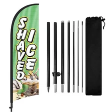 Shaved Ice Feather Flag 8FT Banner with Pole and Stake for Shaved Ice Business