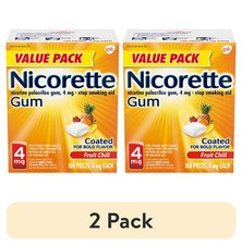  2 Pack Nicorette Nicotine Gum Stop Smoking Aid 4Mg Fruit Chill - 160 Ct