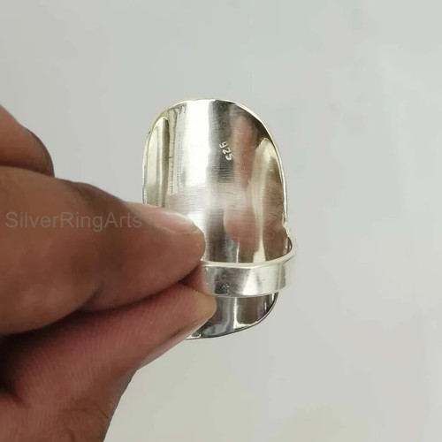 Long Statement Ring, 925 Sterling Silver Ring, Boho Rings for Women, Wide, Large - Picture 7 of 12